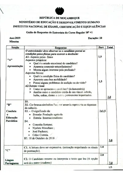 Primeira página: Guião de Entrevista de Admissão IFP 2019 (10+1)